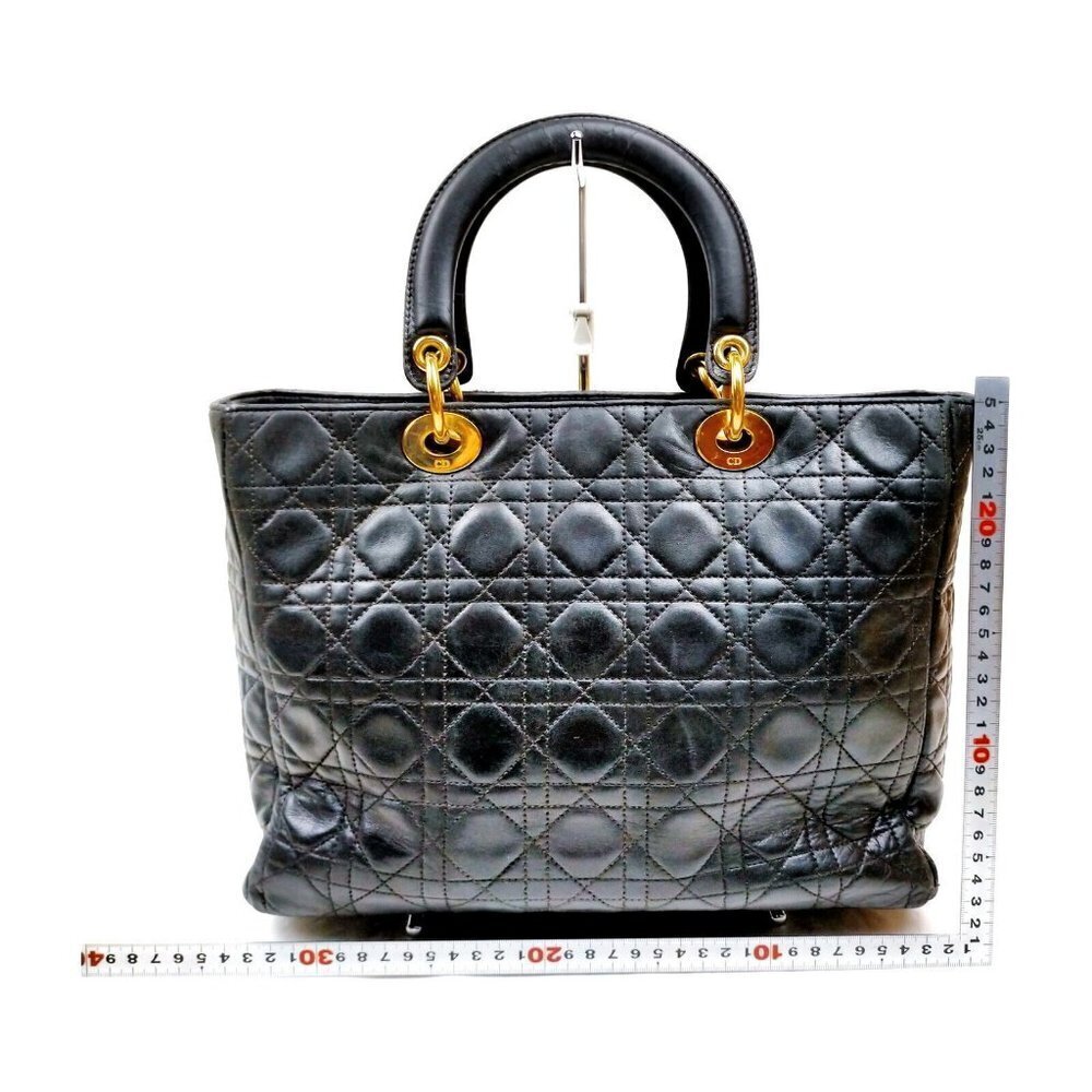Christian Dior Lady Hand Bag Black Leather - Picture 2 of 9